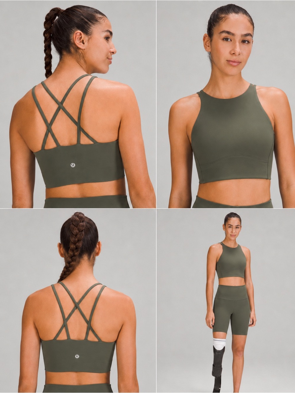 Lululemon Like A Cloud High-Neck Longline Bra Medium Olive Green B/C Cup Sz 6/S